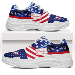 Trump 2024 American Flag Unisex Shoes | Custom Name Shoes | Donald Trump Fan Chunky Shoes C1046 - GOP