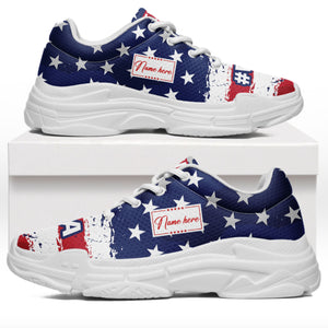 Trump 2024 MAGA American Flag Unisex Shoes | Custom Name Shoes | Donald Trump Fan Chunky Shoes C1047 - GOP