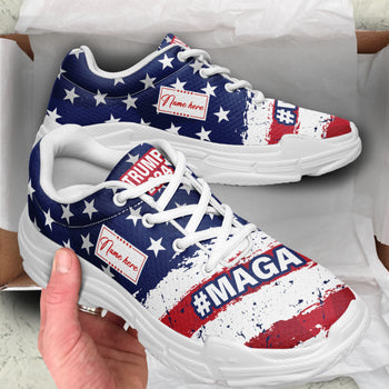 Trump 2024 MAGA American Flag Unisex Shoes | Custom Name Shoes | Donald Trump Fan Chunky Shoes C1047 - GOP