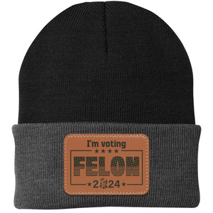 I'm Voting Felon Hat | Trump 2024 MAGA Hat | Republicans Rectangle Leather Patch Hat C1048 - GOP