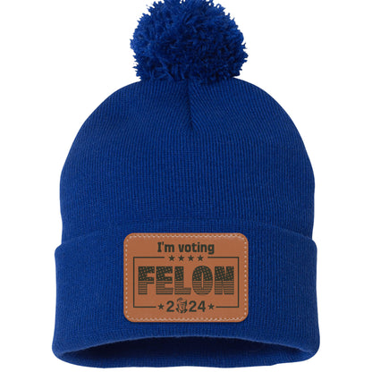 I'm Voting Felon Hat | Trump 2024 MAGA Hat | Republicans Rectangle Leather Patch Hat C1048 - GOP