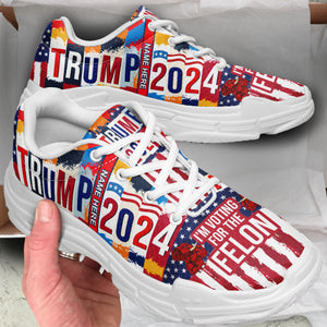 I'm Voting Felon American Flag Unisex Shoes | Custom Name Shoes | Donald Trump Fan Chunky Shoes C1051 - GOP