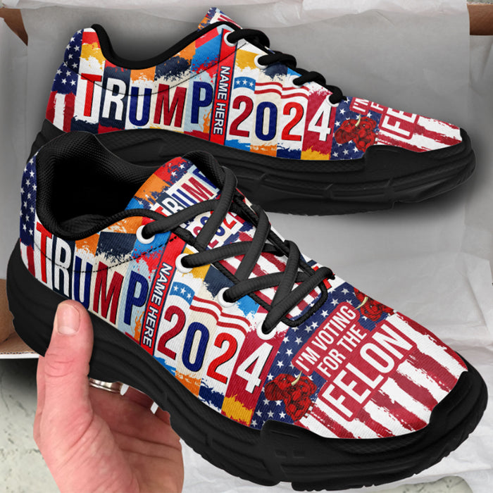 I'm Voting Felon American Flag Unisex Shoes | Custom Name Shoes | Donald Trump Fan Chunky Shoes C1051 - GOP