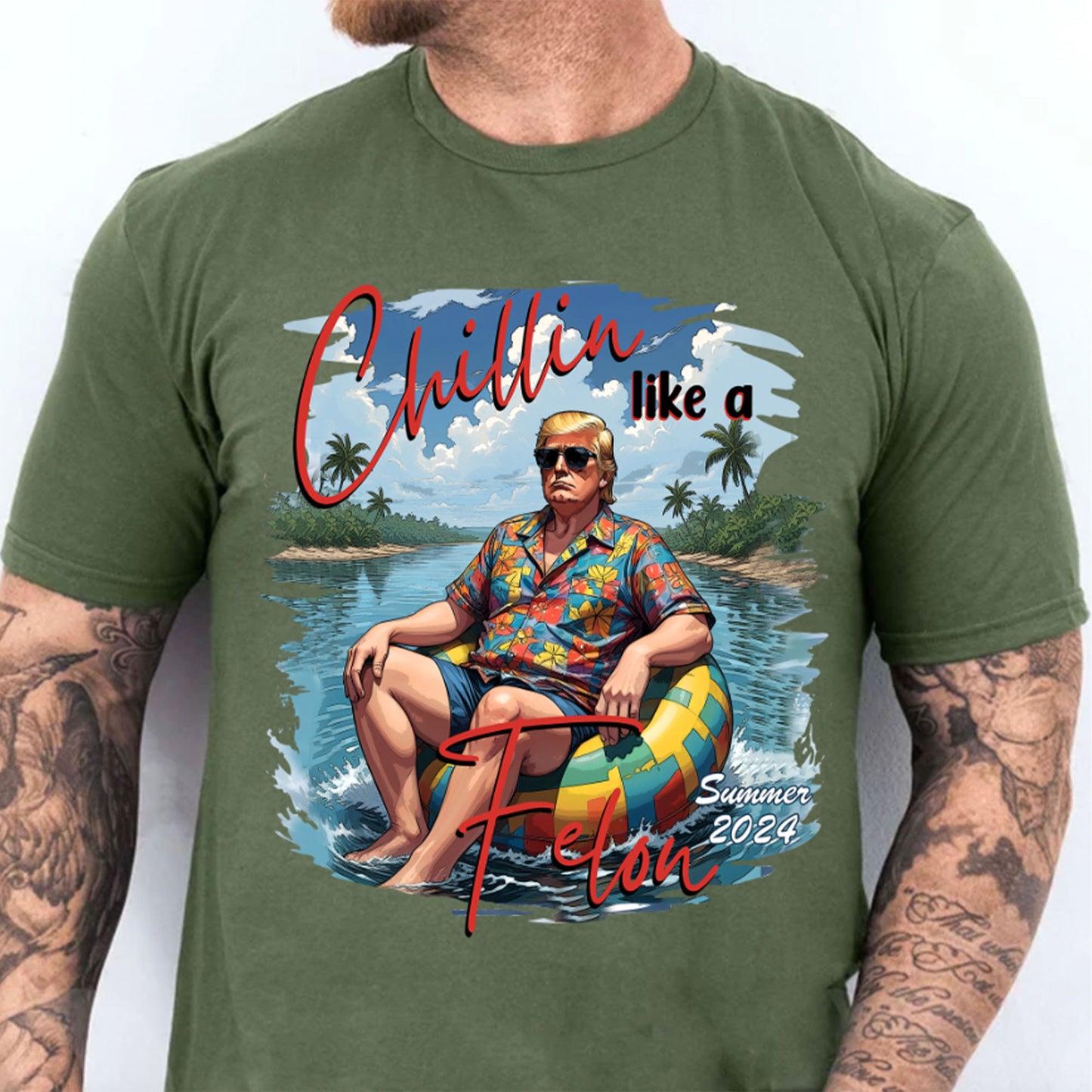 Chillin Like A Felon Summer 2024 Shirt | Trump 2024 Great Maga Shirt | I'm Voting For The Felon | Shirt Dark C1053 - GOP