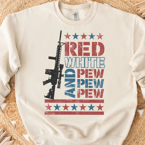 Red White and Pew Pew Pew Unisex Shirt | 4th of July Shirt | Retro America Patriotic Shirt Bright C1055