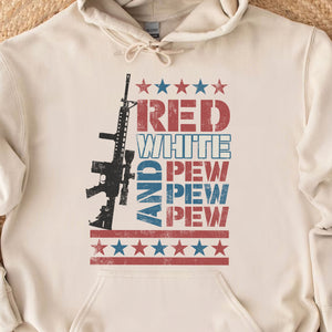 Red White and Pew Pew Pew Unisex Shirt | 4th of July Shirt | Retro America Patriotic Shirt Bright C1055