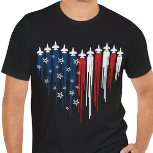 Fighter Jet Airplane American Flag Unisex Shirt | Red White Blue Shirt | Independence Day Shirt | 4th of July Shirt Dark C1059