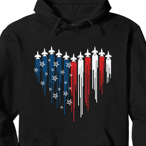 Fighter Jet Airplane American Flag Unisex Shirt | Red White Blue Shirt | Independence Day Shirt | 4th of July Shirt Dark C1059