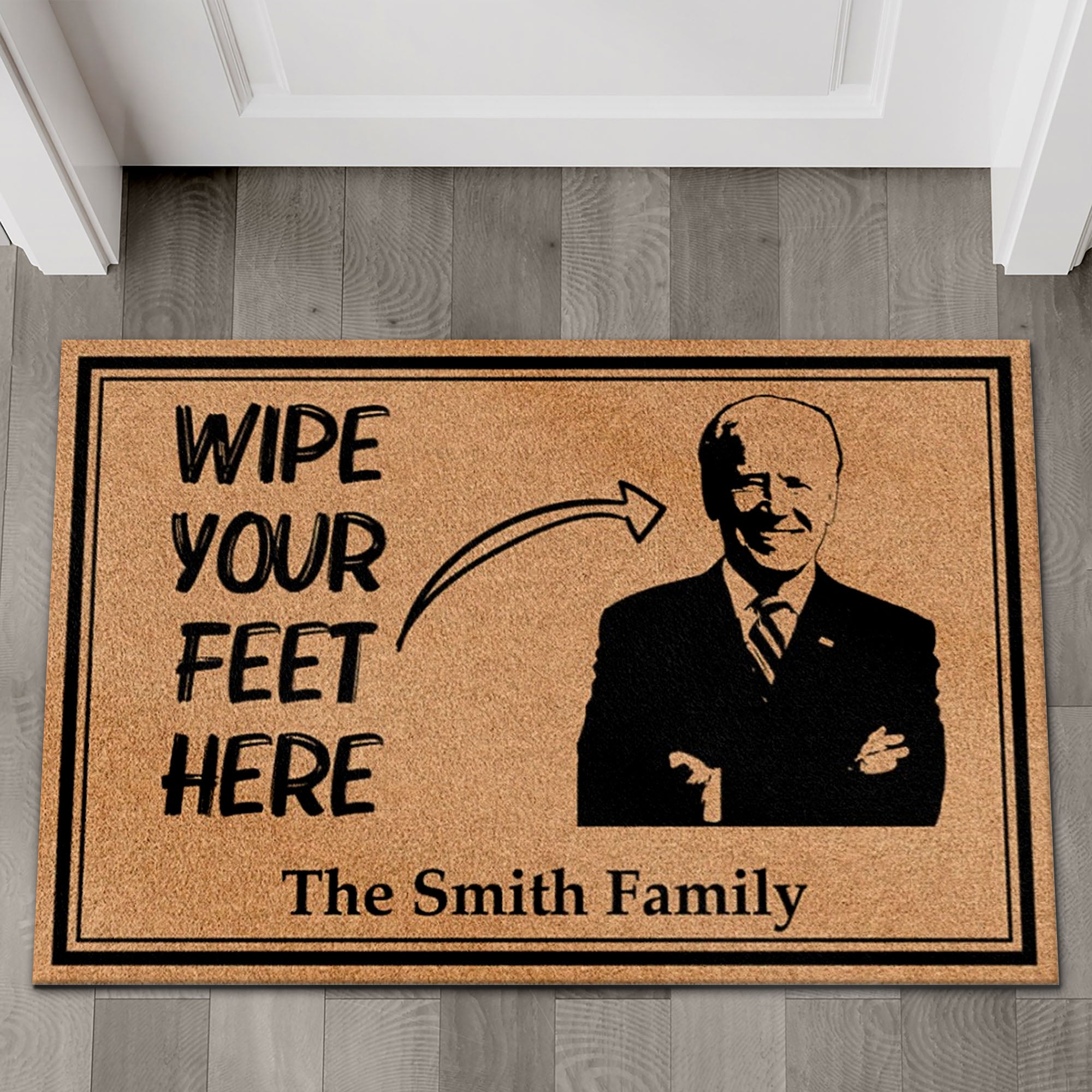 Wipe Your Feet Here, Anti Biden Doormat | Donald Trump Doormat | Personalized Trump Supporters Doormat C1065 - GOP