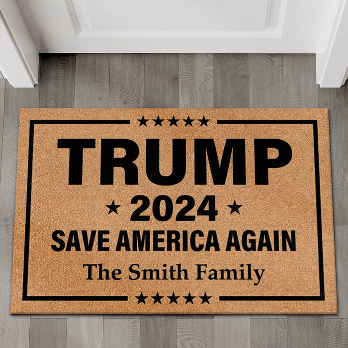 Trump 2024 Save America Again, MAGA, Take America Back | Donald Trump Doormat | Personalized Trump Supporters Doormat C1067 - GOP