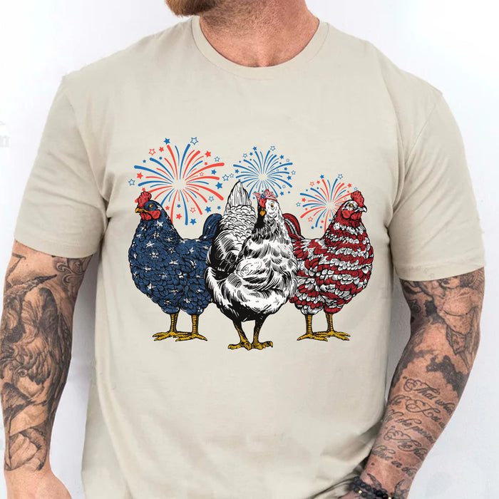 Patriotic USA Chicken Unisex Shirt | Independence Day Shirt | Retro American 4th Of July Shirt Bright C1068