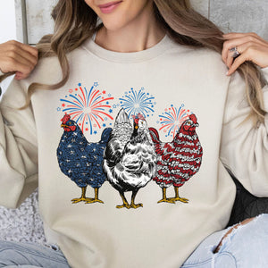 Patriotic USA Chicken Unisex Shirt | Independence Day Shirt | Retro American 4th Of July Shirt Bright C1068