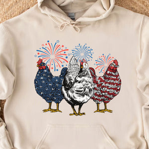 Patriotic USA Chicken Unisex Shirt | Independence Day Shirt | Retro American 4th Of July Shirt Bright C1068