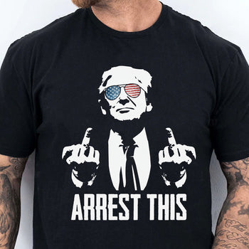 Arrest This Trump 2024 Middle Fingers Unisex Shirt | Trump 2024 Shirt | Republican Shirt | Trump Supporters Shirt Dark C1074 - GOP
