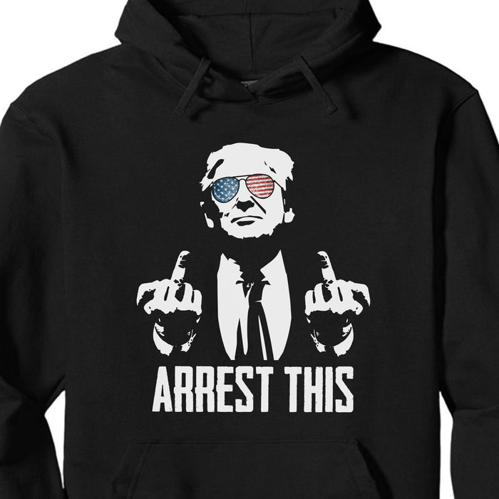 Arrest This Trump 2024 Middle Fingers Unisex Shirt | Trump 2024 Shirt | Republican Shirt | Trump Supporters Shirt Dark C1074 - GOP
