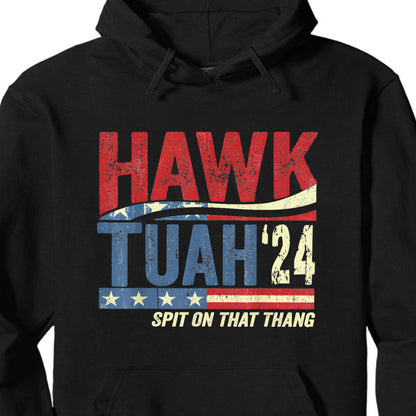 Hawk Tuah Spit On That Thang 2024 American Flag | Hawk Tuah Shirt | Election Shirt | Political Dark Tee C1081 - GOP