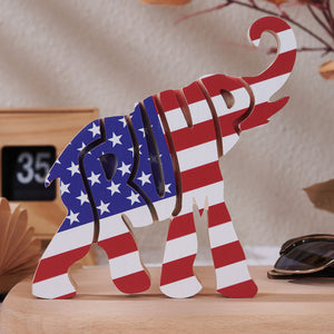 Donald Trump American Flag Wood Sculpture, Donald Trump Fan Gift, Carved Wood Decor, Wood Sculpture Table Ornaments C1086 - GOP