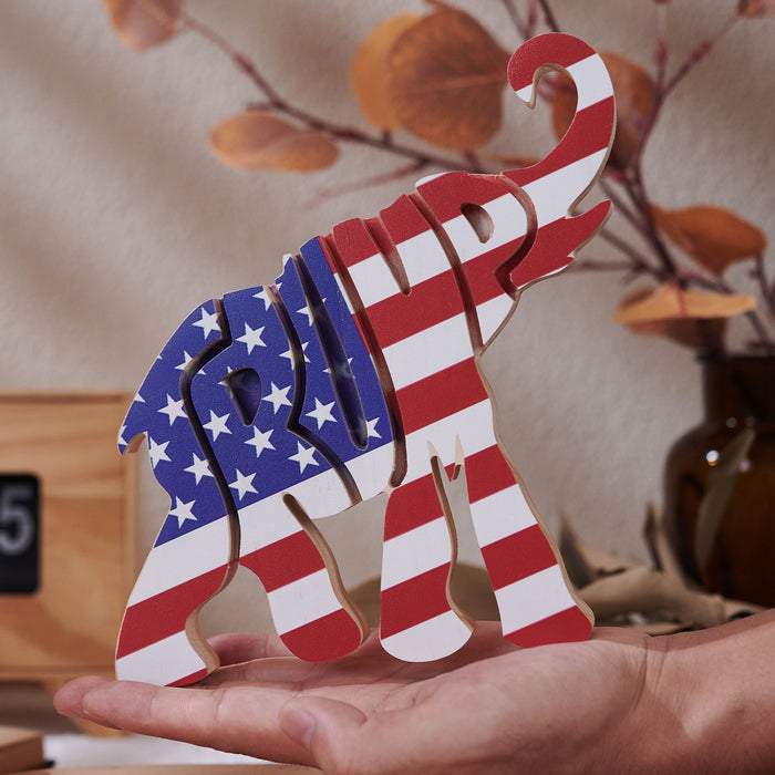 Donald Trump American Flag Wood Sculpture, Donald Trump Fan Gift, Carved Wood Decor, Wood Sculpture Table Ornaments C1086 - GOP