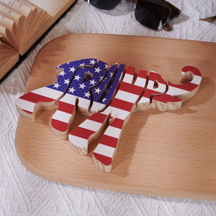 Donald Trump American Flag Wood Sculpture, Donald Trump Fan Gift, Carved Wood Decor, Wood Sculpture Table Ornaments C1086 - GOP