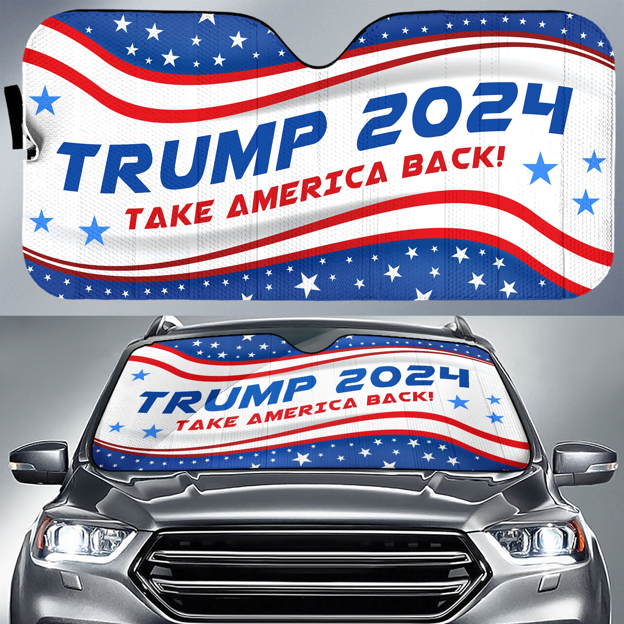 Trump 2024 Take America Back Car Sunshade, Donald Trump Fan Gift, Trump Supporters Gift, Car Sunshade C1092 - GOP