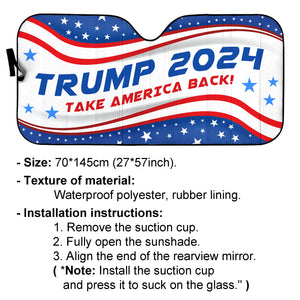 Trump 2024 Take America Back Car Sunshade, Donald Trump Fan Gift, Trump Supporters Gift, Car Sunshade C1092 - GOP