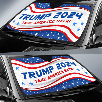 Trump 2024 Take America Back Car Sunshade, Donald Trump Fan Gift, Trump Supporters Gift, Car Sunshade C1092 - GOP