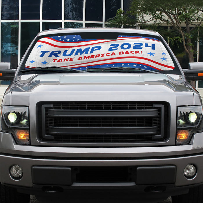 Trump 2024 Take America Back Car Sunshade, Donald Trump Fan Gift, Trump Supporters Gift, Car Sunshade C1092 - GOP