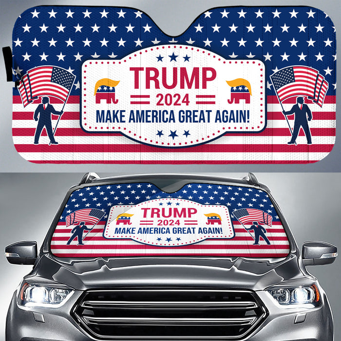 Trump 2024 Make America Great Again Car Sunshade, Donald Trump Fan Gift, Trump Supporters Gift, Car Sunshade C1093 - GOP
