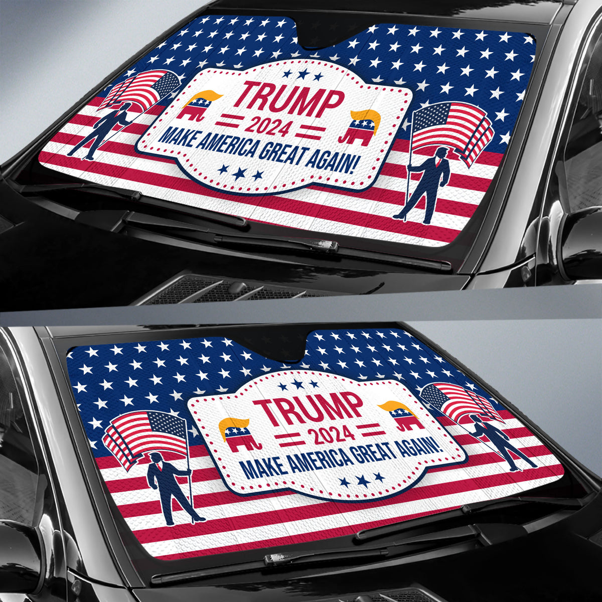 Trump 2024 Make America Great Again Car Sunshade, Donald Trump Fan Gift, Trump Supporters Gift, Car Sunshade C1093 - GOP