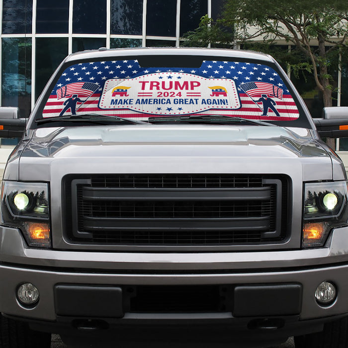 Trump 2024 Make America Great Again Car Sunshade, Donald Trump Fan Gift, Trump Supporters Gift, Car Sunshade C1093 - GOP