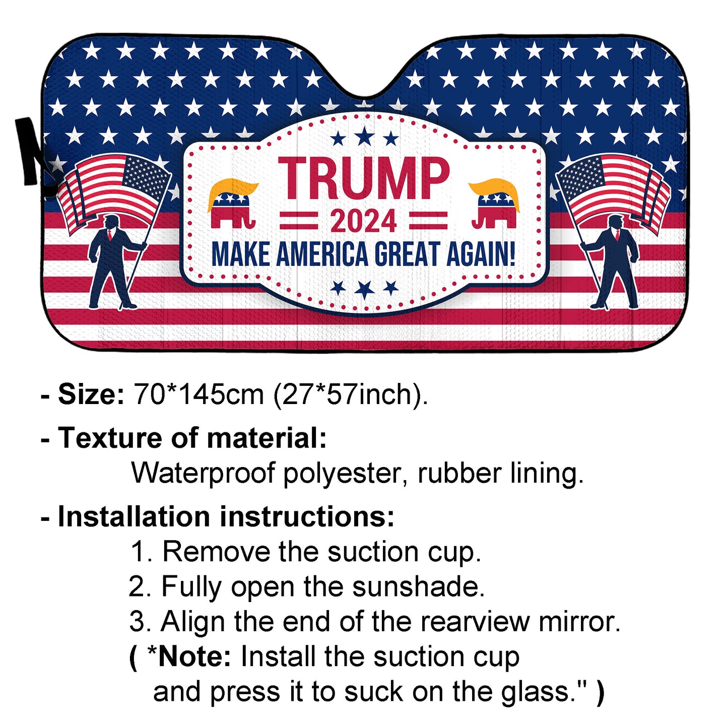 Trump 2024 Make America Great Again Car Sunshade, Donald Trump Fan Gift, Trump Supporters Gift, Car Sunshade C1093 - GOP