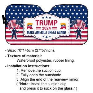 Trump 2024 Make America Great Again Car Sunshade, Donald Trump Fan Gift, Trump Supporters Gift, Car Sunshade C1093 - GOP