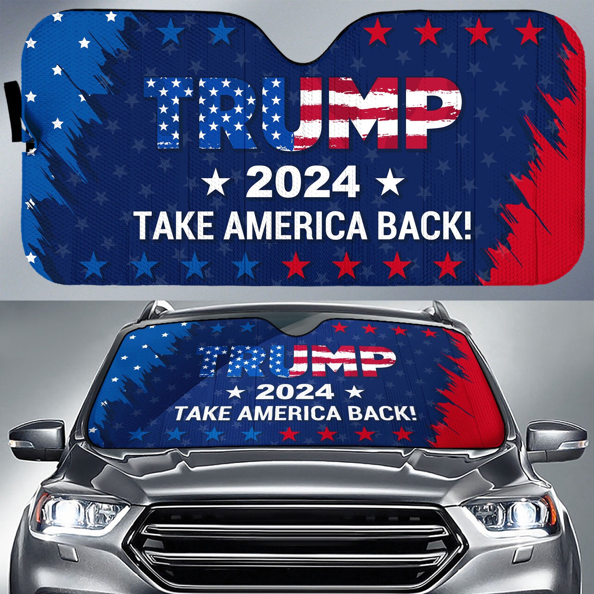 Trump 2024 Take America Back Car Sunshade, Donald Trump Fan Gift, Trump Supporters Gift, Car Sunshade C1094 - GOP