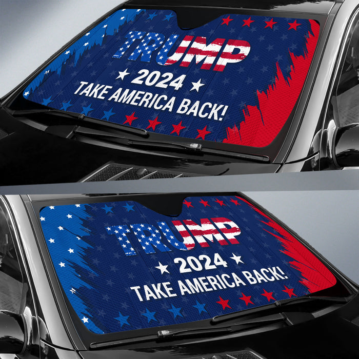 Trump 2024 Take America Back Car Sunshade, Donald Trump Fan Gift, Trump Supporters Gift, Car Sunshade C1094 - GOP