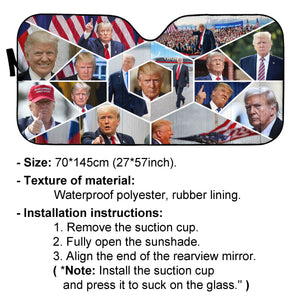 Trump Photo Collage Car Sunshade, Donald Trump Fan Gift, Trump Supporters Gift, Car Sunshade C1095 - GOP