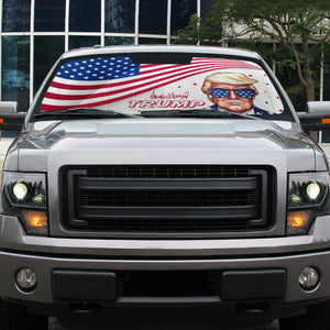 Trump Signature American Flag Car Sunshade, Donald Trump Fan Gift, Trump Supporters Gift, Car Sunshade C1096 - GOP