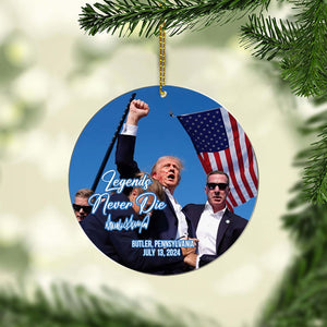 Trump Legends Never Die, Trump 47th President, Trump 2024 Acrylic Ornament, Perfect for Car & Christmas Tree Decor T1119 - GOP