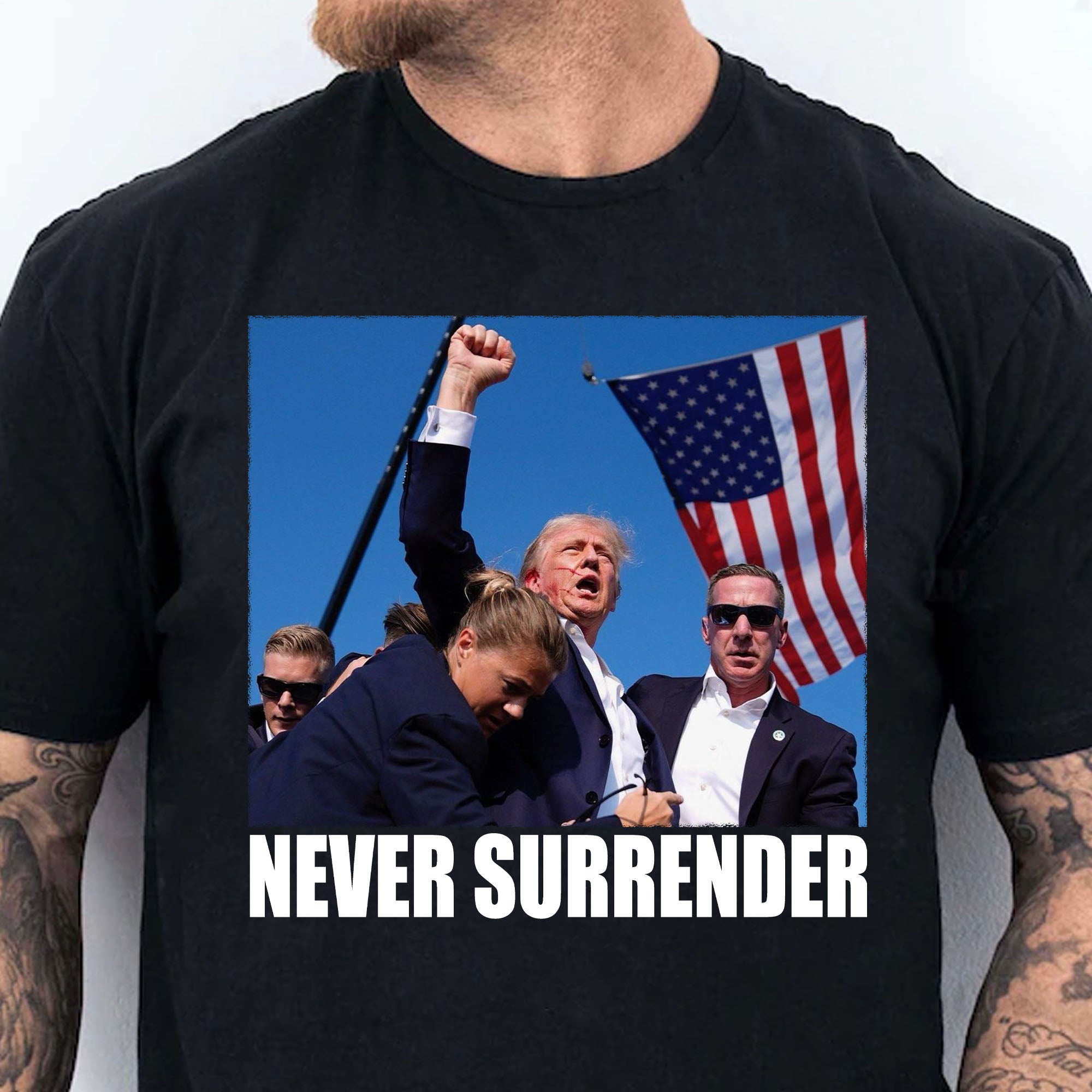 Trump Never Surrender | Trump Fight 2024 Shirt Pennsylvania Rally | Shirt Dark C1121 - GOP