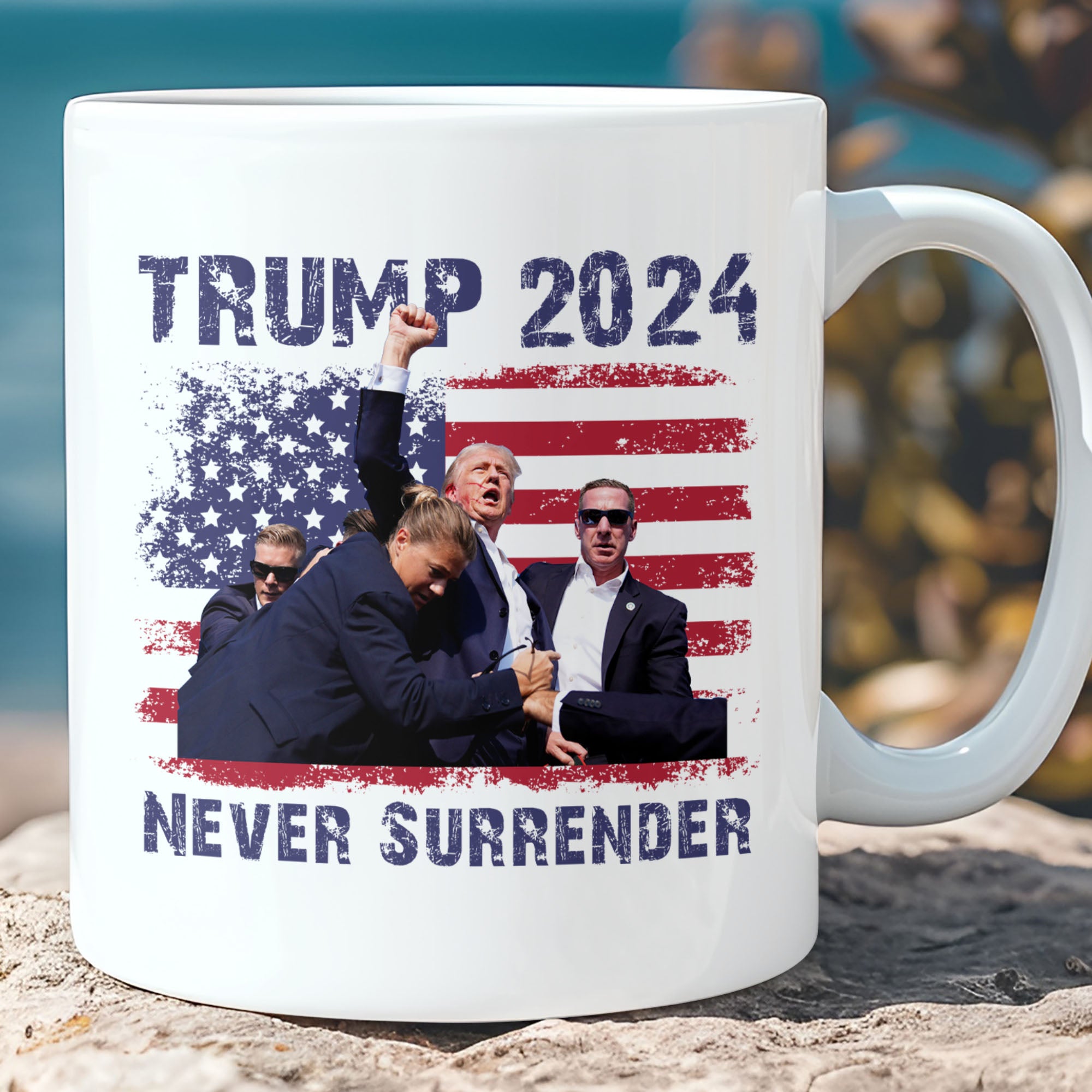 Never Surrender | Trump Fight 2024 Mug | Trump Pennsylvania Rally | Trump Fight Mug T1130 - GOP