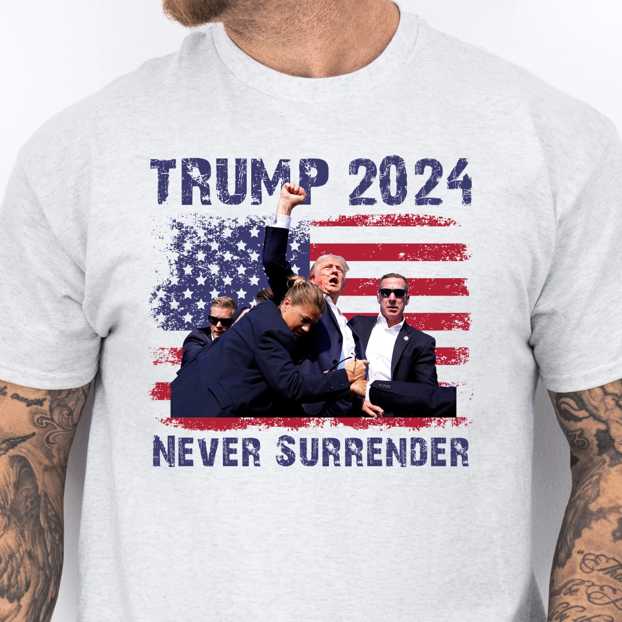 Never Surrender Shirt | Trump Fight Shirt | Donald Trump Shirt Bright T1130 - GOP