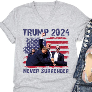 Never Surrender Shirt | Trump Fight Shirt | Donald Trump Shirt Bright T1130 - GOP