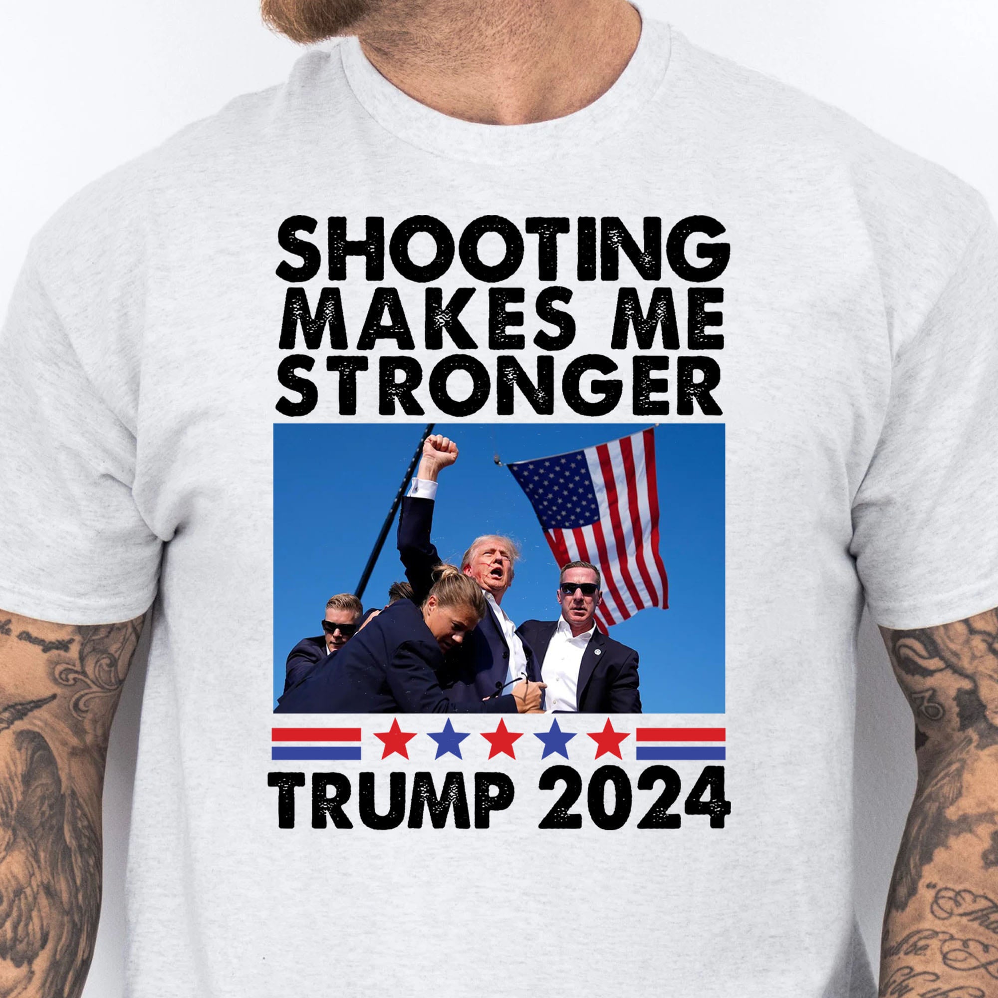 Shooting Makes Me Stronger Shirt | Trump Fight Shirt | Donald Trump Shirt Bright T1133 - GOP