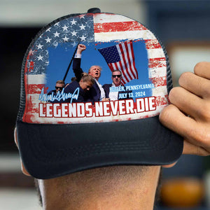 Legends Never Die | Trump Fight 2024 Cap | Trump Pennsylvania Rally | Trump Fight Trucker Cap Hat C1143 - GOP