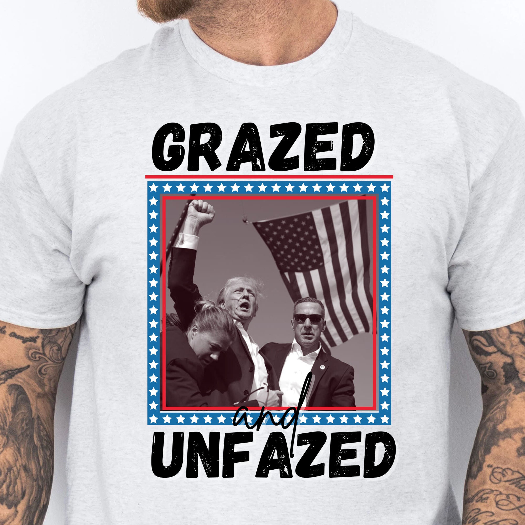 Grazed And Unfazed | Trump Fight 2024 Shirt | Trump Pennsylvania Rally | Trump Supporters Shirt Bright T1163 - GOP