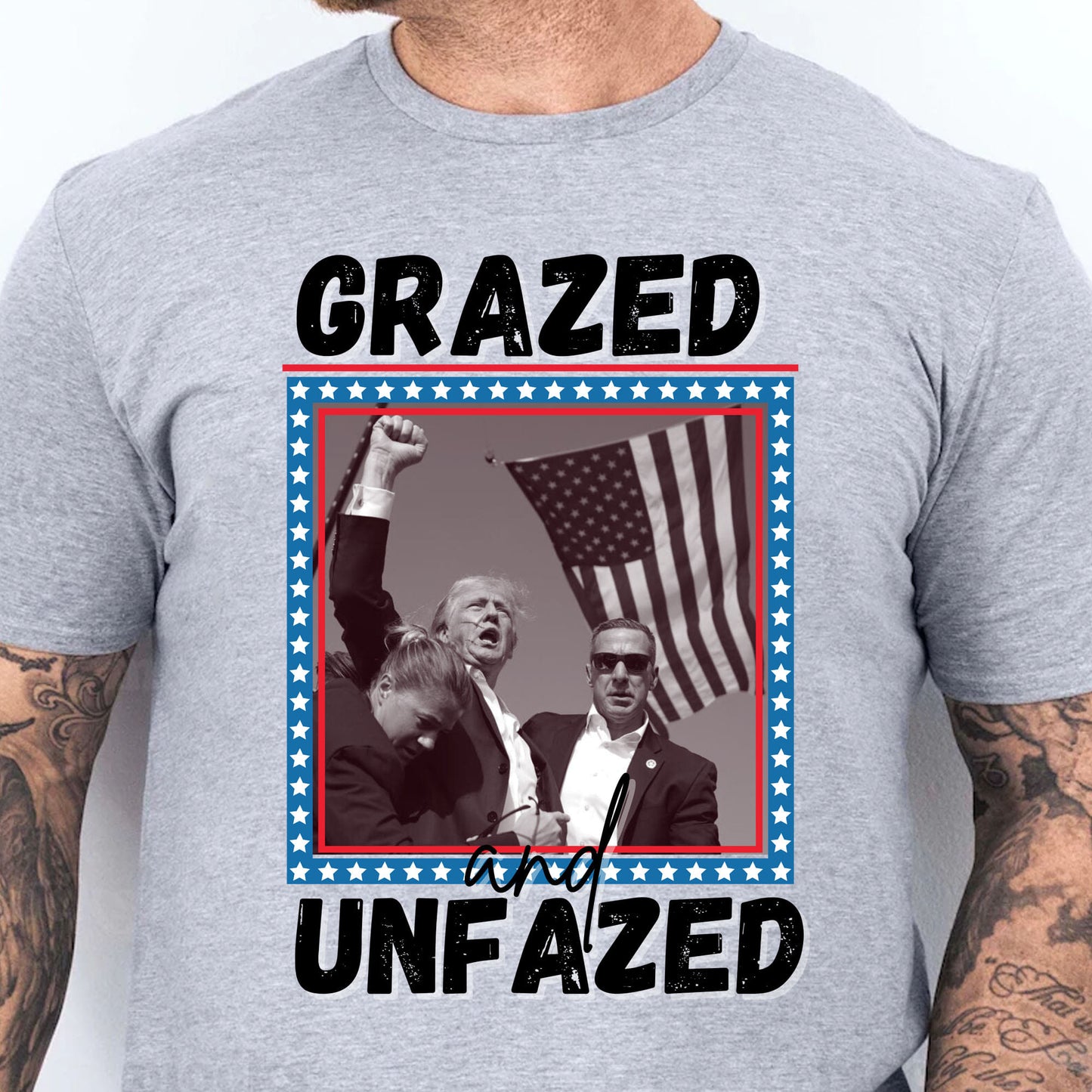 Grazed And Unfazed | Trump Fight 2024 Shirt | Trump Pennsylvania Rally | Trump Supporters Shirt Bright T1163 - GOP