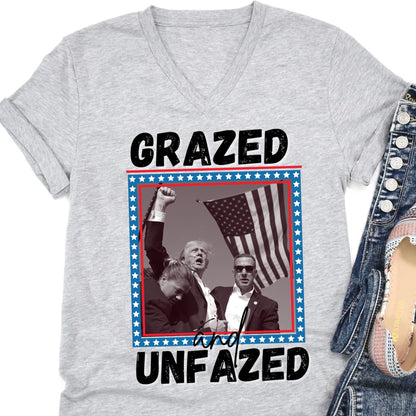 Grazed And Unfazed | Trump Fight 2024 Shirt | Trump Pennsylvania Rally | Trump Supporters Shirt Bright T1163 - GOP