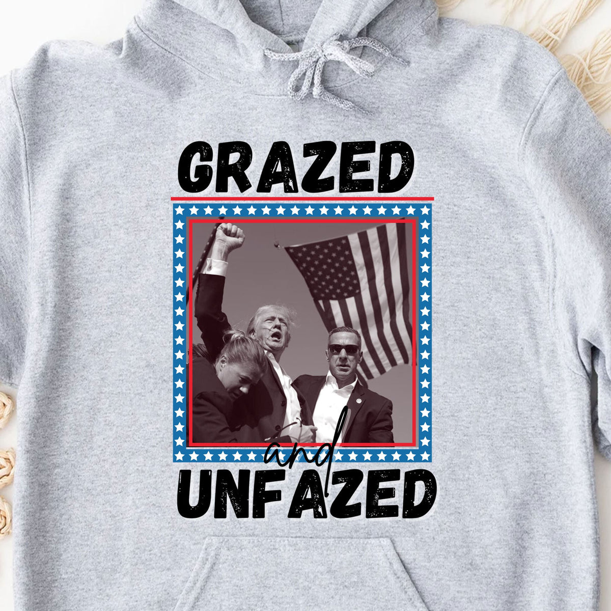 Grazed And Unfazed | Trump Fight 2024 Shirt | Trump Pennsylvania Rally | Trump Supporters Shirt Bright T1163 - GOP