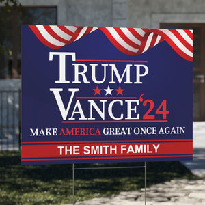 Trump Vance 2024 Yard Sign | Trump 2024 | JD Vance | Election 2024 | Trump Supporters Yard Sign H-Stake Stand Include C1170 - GOP