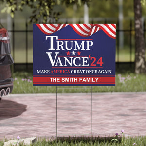 Trump Vance 2024 Yard Sign | Trump 2024 | JD Vance | Election 2024 | Trump Supporters Yard Sign H-Stake Stand Include C1170 - GOP