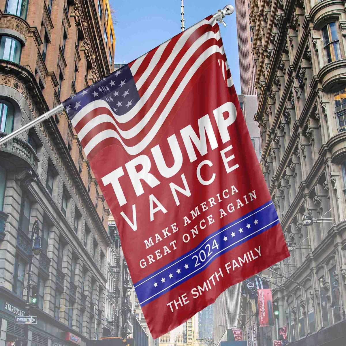 thumbnail image 2 of 2-Pack 12x18 Car Flag – Trump 2024 'Make America Great Again' Double Sided Nylon 2 of 5